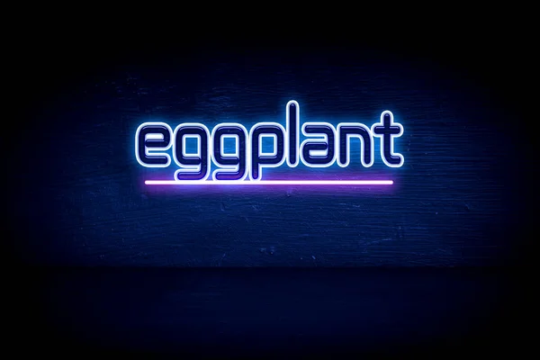 Eggplant Blue Neon Announcement Signboard — Stock Photo, Image