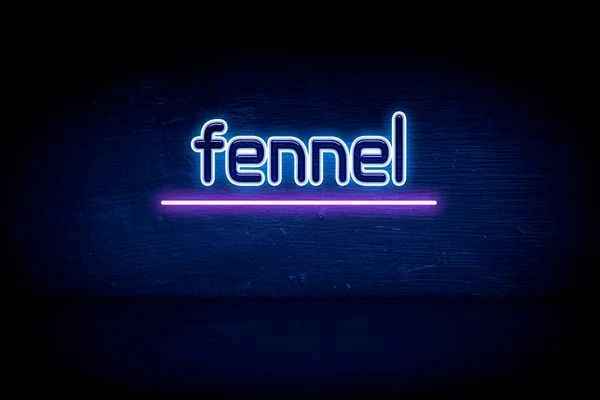Fennel Blue Neon Announcement Signboard — Stock Photo, Image