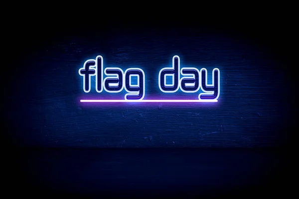 Flaggdag Blå Neon Meddelande Skylt — Stockfoto