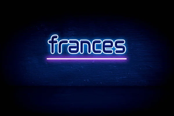 Frances Placa Anúncio Néon Azul — Fotografia de Stock