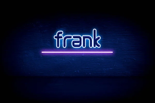 Frank Blue Neon Announcement Signboard — Stock Photo, Image