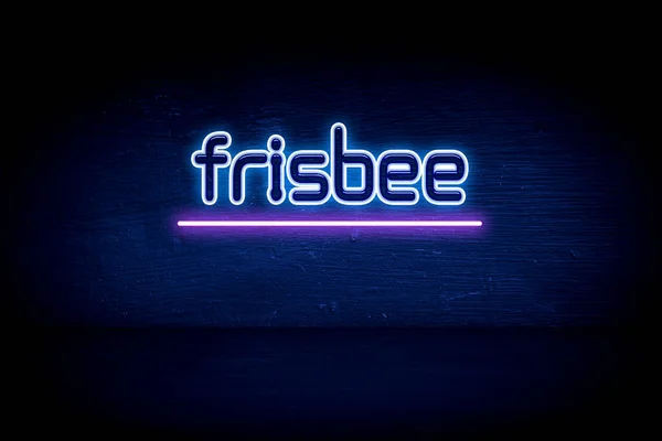 Frisbee Letrero Anuncio Neón Azul — Foto de Stock