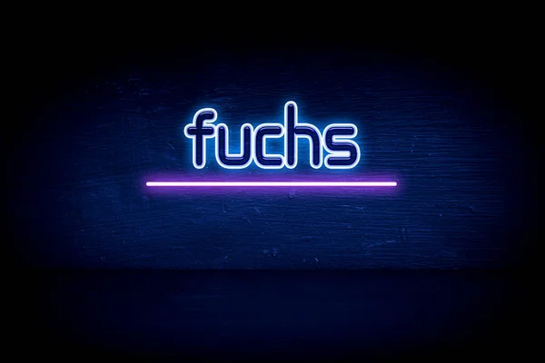 Fuchs Cartello Blu Neon — Foto Stock