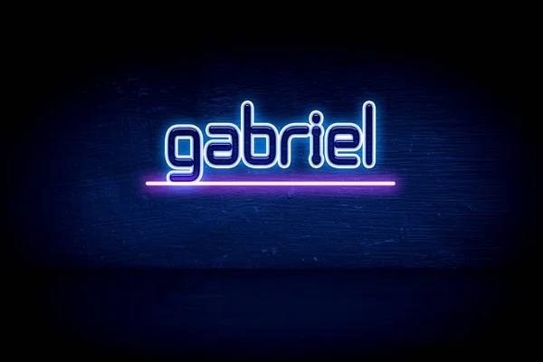 Gabriel Placa Anúncio Néon Azul — Fotografia de Stock