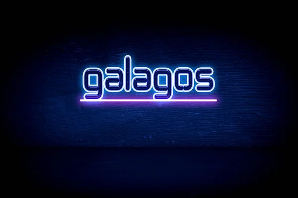 Galagos Blauw Neon Aankondigingsbord — Stockfoto