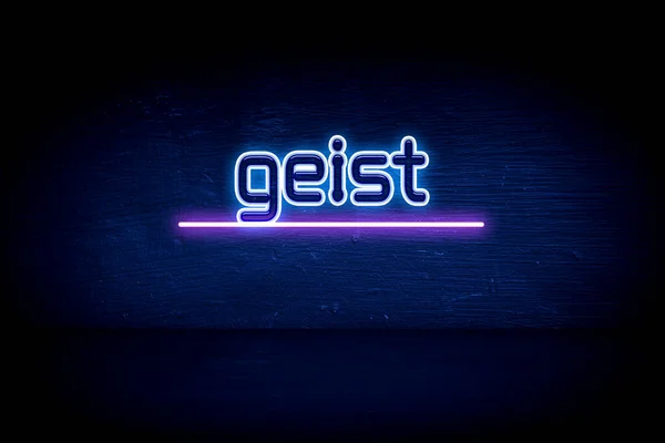 Geist Placa Anúncio Néon Azul — Fotografia de Stock