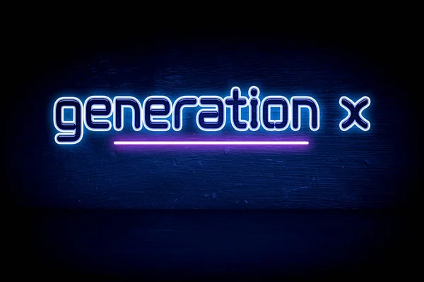 Generacja Niebieska Tablica Ogłoszeniowa Neonów — Zdjęcie stockowe