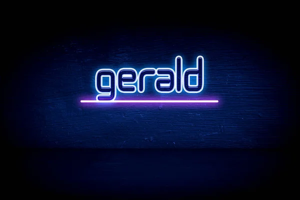 Gerald Placa Anúncio Néon Azul — Fotografia de Stock