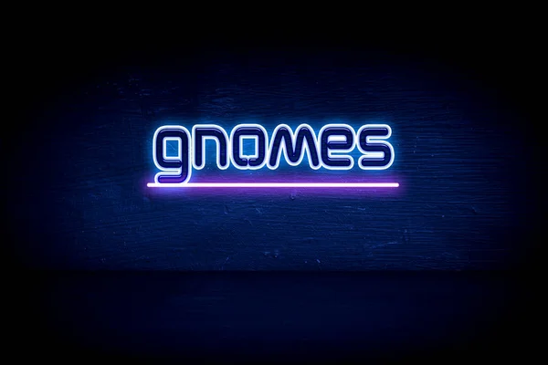 Gnomes Синій Неоновий Вивіска Оголошення — стокове фото