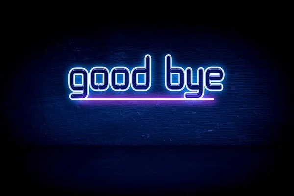 Good Bye Blue Neon Announcement Signboard — Stock Photo, Image