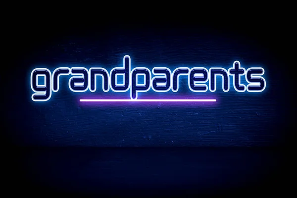 Grootouders Dag Blauw Neon Aankondiging Bord — Stockfoto