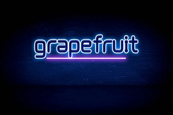 Grapefrukt Blå Neon Tillkännagivande Skylt — Stockfoto
