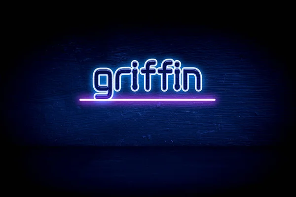 Griffin Placa Anúncio Néon Azul — Fotografia de Stock