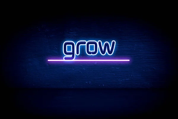 Grow Cartello Blu Neon — Foto Stock