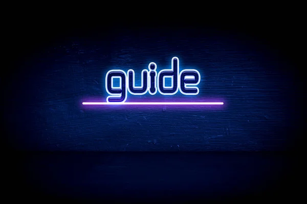 Guide Kék Neon Hirdetőtábla — Stock Fotó