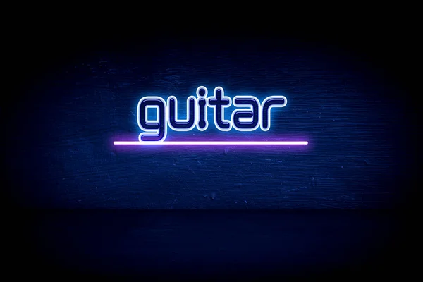 Guitar Blue Neon Announcement Signboard — Stock Photo, Image