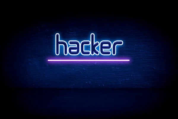 Hacker Blaue Leuchtreklame — Stockfoto