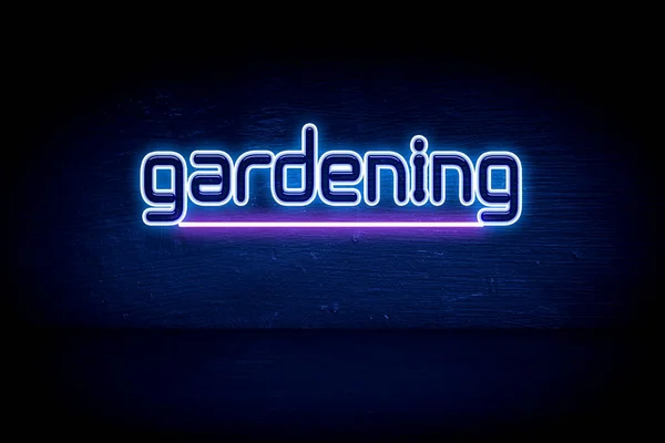 Gardening Blue Neon Announcement Signboard — Stock Photo, Image