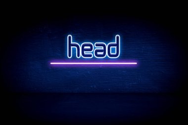 Baş - mavi neon duyuru tabelası