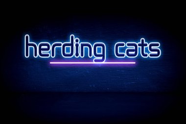 Kedi gütmek - mavi neon duyuru tabelası