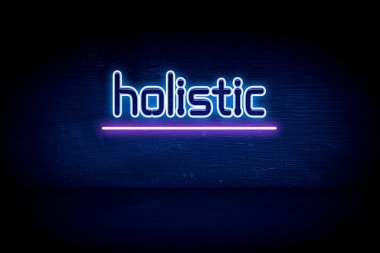 Bütünsel - mavi neon duyuru tabelası