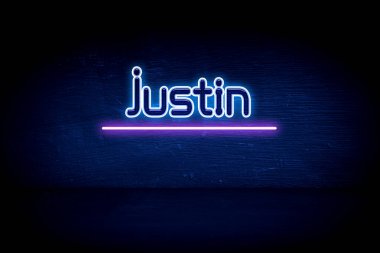Justin - mavi neon duyuru tabelası