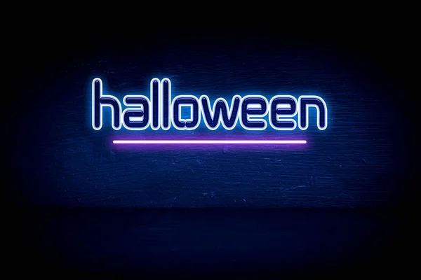 Halloween Panneau Bleu Néon Annonce — Photo