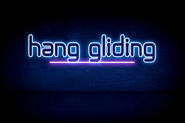 Hang Gliding Placa Anúncio Néon Azul — Fotografia de Stock