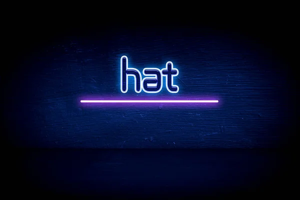 Hat Blue Neon Announcement Signboard — Stock Photo, Image