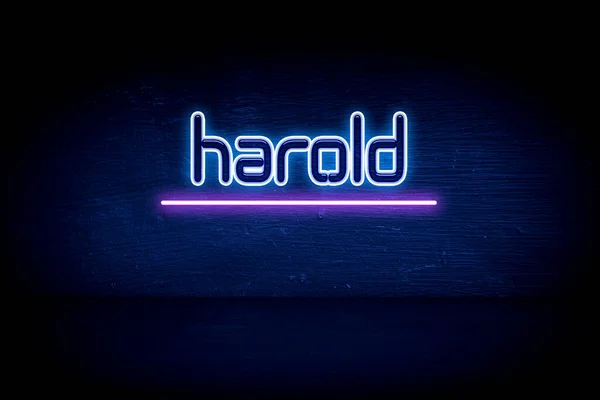 Harold Placa Anúncio Néon Azul — Fotografia de Stock