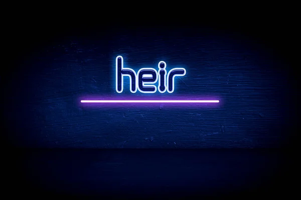 Heir Blue Neon Announcement Signboard — Stock Photo, Image