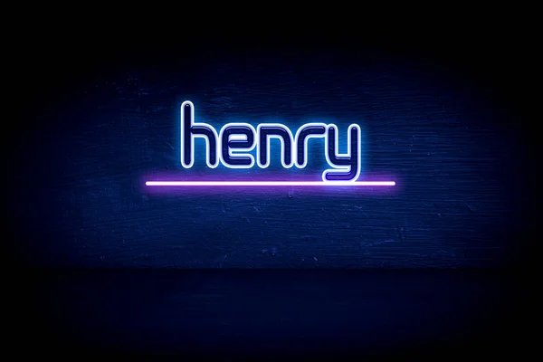 Henry Blå Neon Tillkännagivande Skylt — Stockfoto