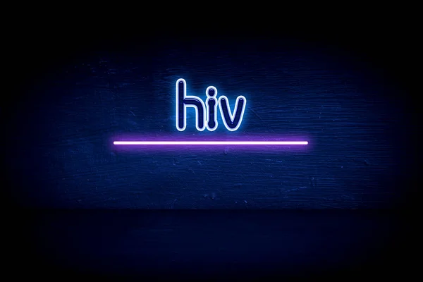 Hiv Μπλε Πινακίδα Ανακοίνωση Νέον — Φωτογραφία Αρχείου