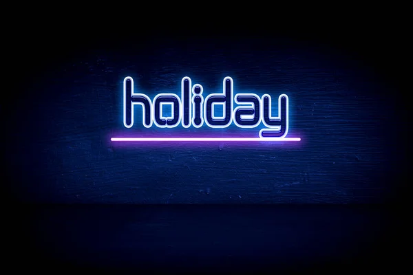 Holiday Blue Neon Announcement Signboard — Stock Photo, Image