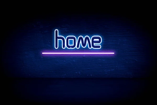 Home Blauw Neon Aankondiging Signboard — Stockfoto