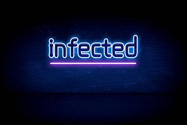 Infekce Modrá Neonová Reklamní Tabule — Stock fotografie