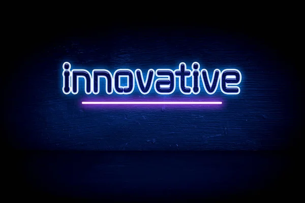 Inovatif Papan Nama Pengumuman Neon Biru — Stok Foto