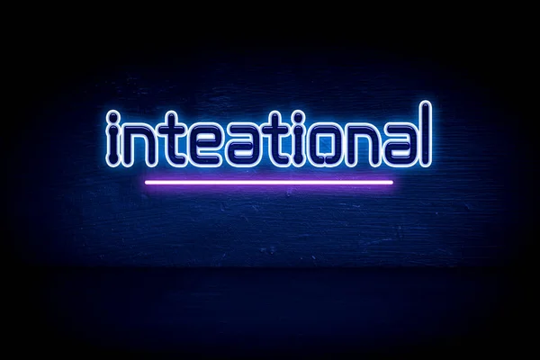 Inteational Tatting Day Blue Neon Announcement Signboard — Stock Photo, Image