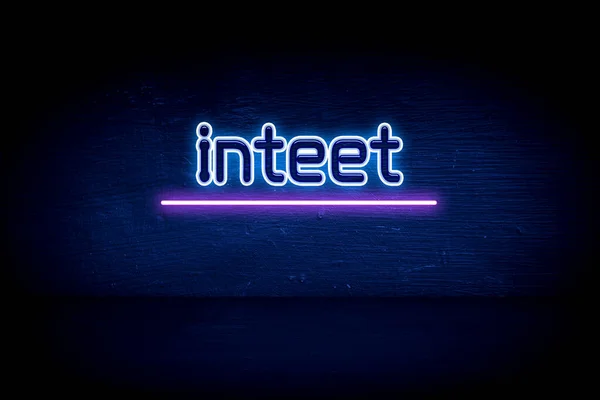 Inteet Kék Neon Hirdetőtábla — Stock Fotó