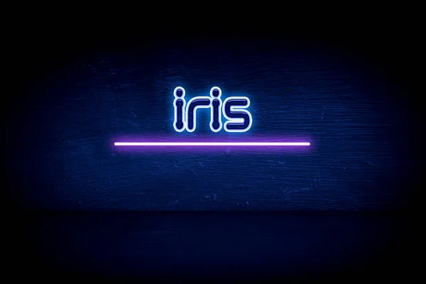 Iris Blauw Neon Aankondigingsbord — Stockfoto