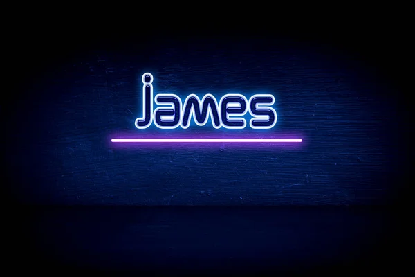 James Mavi Neon Duyuru Tabelası — Stok fotoğraf