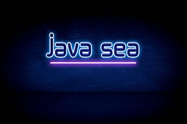 Morze Java Niebieski Neon Ogłoszenie Signboard — Zdjęcie stockowe
