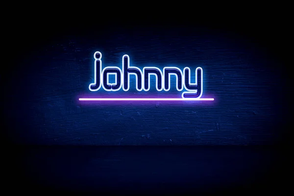 Johnny Placa Anúncio Néon Azul — Fotografia de Stock