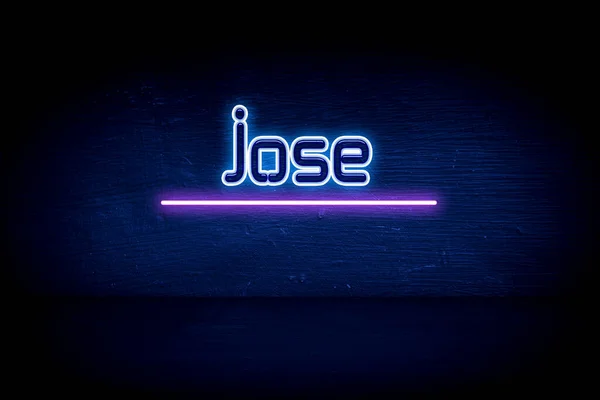 Jose Blauw Neon Aankondiging Signboard — Stockfoto