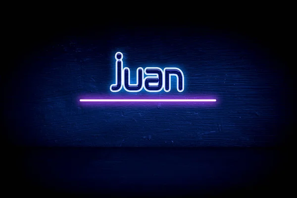Juan Blauw Neon Aankondiging Signboard — Stockfoto