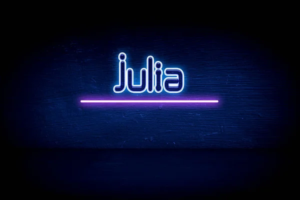 Julia Μπλε Πινακίδα Ανακοίνωση Νέον — Φωτογραφία Αρχείου