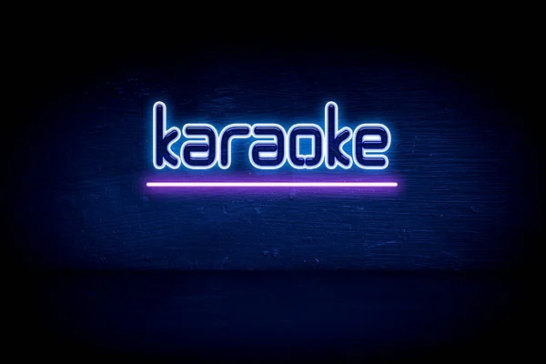 Karaoke Cartello Blu Neon — Foto Stock