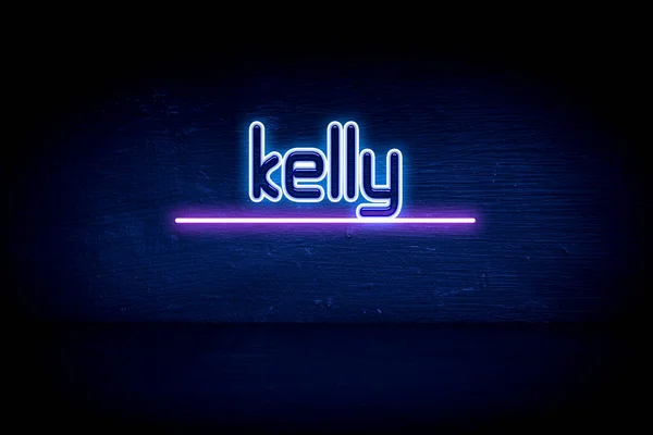 Kelly Placa Anúncio Néon Azul — Fotografia de Stock