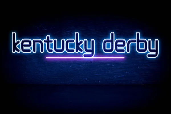 Kentucky Derby Day Blue Neon Announcboard — стокове фото