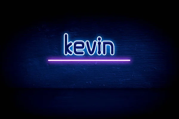 Kevin Blue Neon Announcement Signboard — Stock Photo, Image